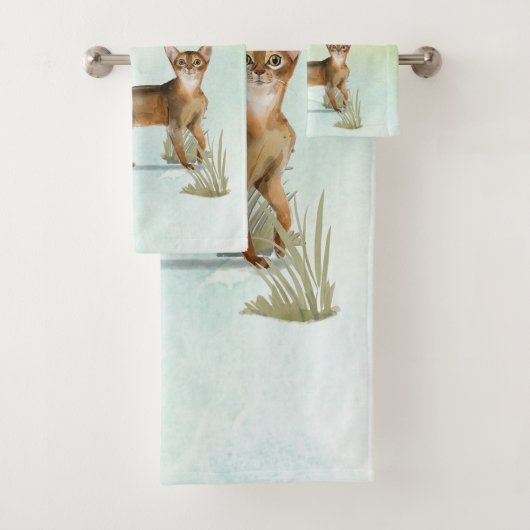 Individuelle Name Abyssinian Cat Pet Badetuch Set (Insitu)