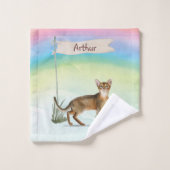 Individuelle Name Abyssinian Cat Pet Badetuch Set (Waschlappen)