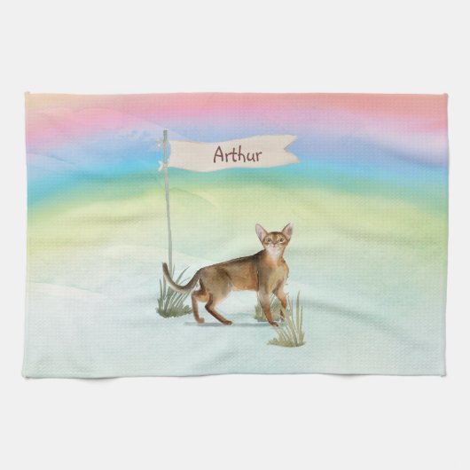Individuelle Name Abyssinian Cat Pet Geschirrtuch (Horizontal)