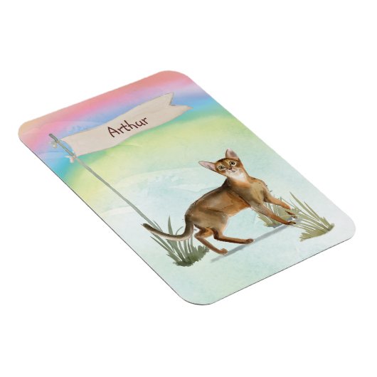 Individuelle Name Abyssinian Cat Pet Magnet (Rechte Seite)