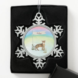 Individuelle Name Abyssinian Cat Pet Schneeflocken Zinn-Ornament