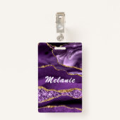 Individuelle Name Abzeichen Agate Lila Violet Gold Ausweis (Rückseite mit Klammer)