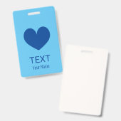 Individuelle Name Abzeichen mit blauem Herzlogo Ausweis (Vorder- & Rückseite)