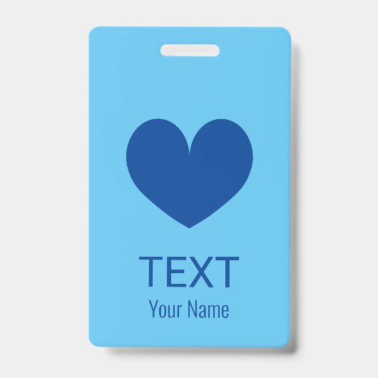 Individuelle Name Abzeichen mit blauem Herzlogo Ausweis (Vorderseite)