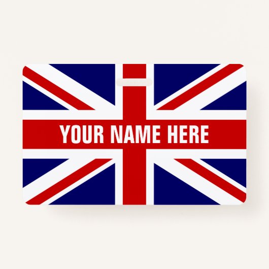 Individuelle Name-Abzeichen mit Britischer Flagge Ausweis (Vorderseite)