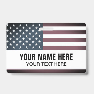 Individuelle Name Abzeichen mit patriotischer amer Ausweis