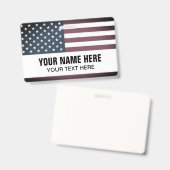 Individuelle Name Abzeichen mit patriotischer amer Ausweis (Vorder- & Rückseite)