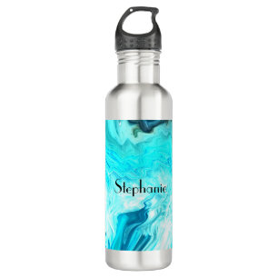 Individuelle Name Agate Gemstone Geode Art Blue Co Edelstahlflasche