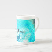 Individuelle Name Agate Gemstone Geode Art Blue Ni Porzellantasse (Vorderseite Rechts)