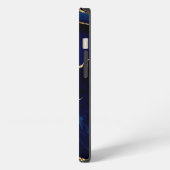 Individuelle Name Agate Navy Blue Gold Geode Marbl iPhone Hülle (Linke Seite)