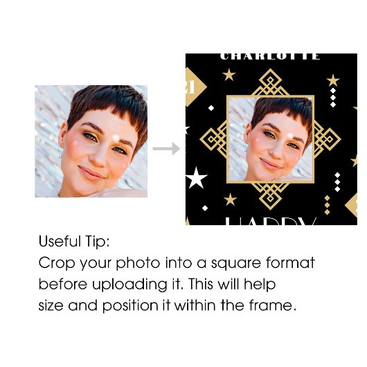 Individuelle Name Age Foto Art Deco Geschenkpapier