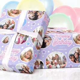 Individuelle Name Age Foto Collage Geburtstag Star Geschenkpapier
