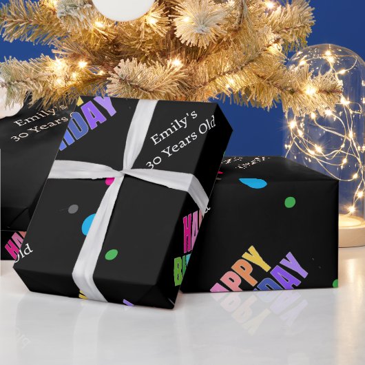 Individuelle Name Age Gold Back Happy Birthday Gir Geschenkpapier (Feiertage)
