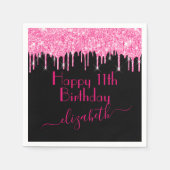 Individuelle Name + Age Hot Pink Drilling Glitzer  Serviette (Vorderseite)