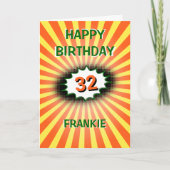 Individuelle Name Age orange gelb Retro Geburtstag Karte (Vorderseite)