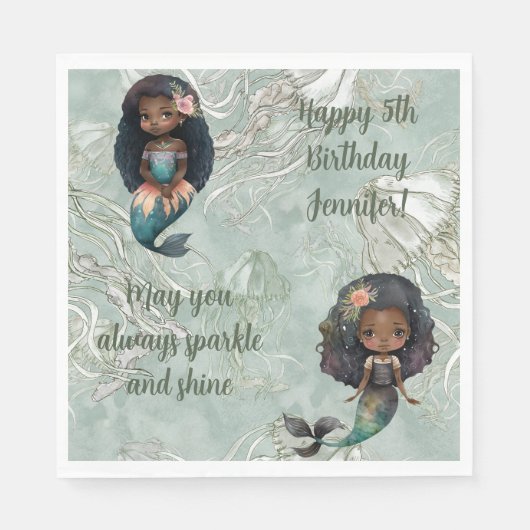 Individuelle Name Age Sentiment Mermaid Geburtstag Serviette (Vorderseite)