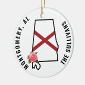Individuelle Name Alabama Flag & Blume Cornhole Se Keramik Ornament (Links)