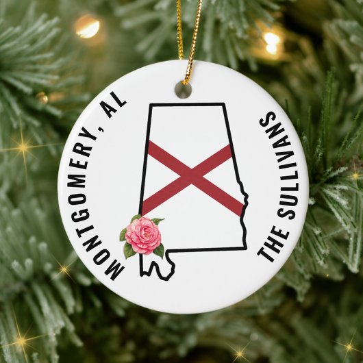 Individuelle Name Alabama Flag & Blume Cornhole Se Keramik Ornament