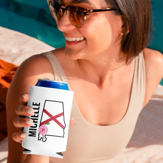 Individuelle Name Alabama Flag und Staat Blume Cam Dosenkühler