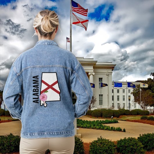 Individuelle Name Alabama Flag und Staat Blume Cam Jeansjacke