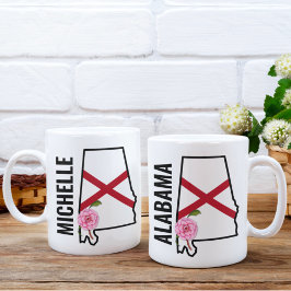 Individuelle Name Alabama Flag und Staat Blume Cam Kaffeetasse