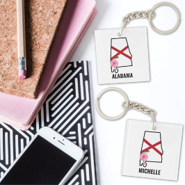 Individuelle Name Alabama Flag und Staat Blume Cam Schlüsselanhänger