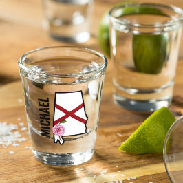 Individuelle Name Alabama Flag und Staat Blume Cam Schnapsglas
