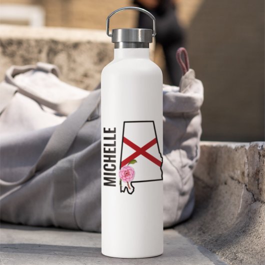 Individuelle Name Alabama Flag und Staat Blume Cam Trinkflasche