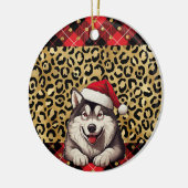 Individuelle Name Alaskan Malamute Hund Weihnachts Keramik Ornament (Links)