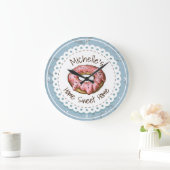Individuelle Name Alt modische Donut Sweet Zuhause Große Wanduhr (Zuhause)