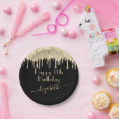 Individuelle Name + alter Schwarz-Gold-Drilling-Gl Pappteller (Party)