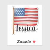 INDIVIDUELLE NAME AMERICAN FLAG AUFKLEBER (Blatt)