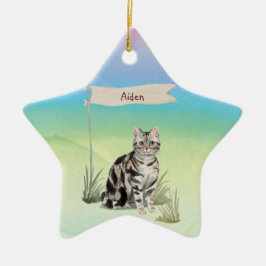 Individuelle Name American Kurz Hair Pet Cat Keramik Ornament