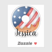 INDIVIDUELLE NAME AMERIKA FLAG DONUT AUFKLEBER (Blatt)