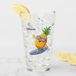 Individuelle Name Ananas Surfer Glas