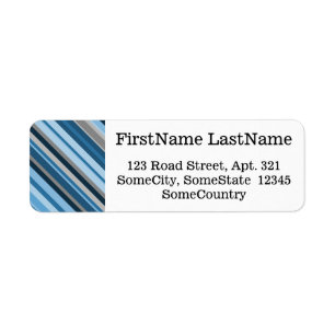 Individuelle Name/Anschrift + Blaue und graue Stre