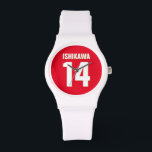 Individuelle Name, Anzahl, Farben. Sportfans rot Armbanduhr<br><div class="desc">Personalisieren Sie sich mit Namen,  Nummer und Farben Ihrer Wahl!</div>