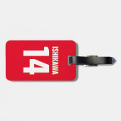 Individuelle Name, Anzahl, Farben. Sportfans rot Gepäckanhänger (Rückseite horizontal)