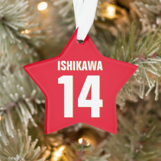 Individuelle Name, Anzahl, Farben. Sportfans rot Ornament