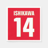 Individuelle Name, Anzahl, Farben. Sportfans rot Serviette (Vorderseite)