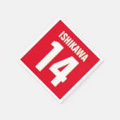 Individuelle Name, Anzahl, Farben. Sportfans rot Serviette (Ecke)