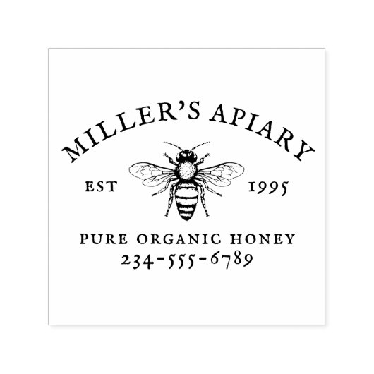 Individuelle Name Apiary or Farm Honey Briefmarke Permastempel (Design)