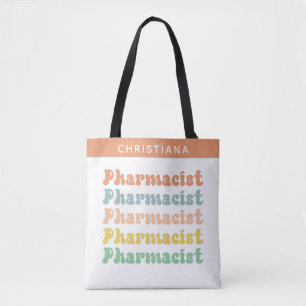 Individuelle Name Apotheker Retro Groovy Pharmacy Tasche