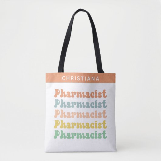 Individuelle Name Apotheker Retro Groovy Pharmacy Tasche (Vorderseite)