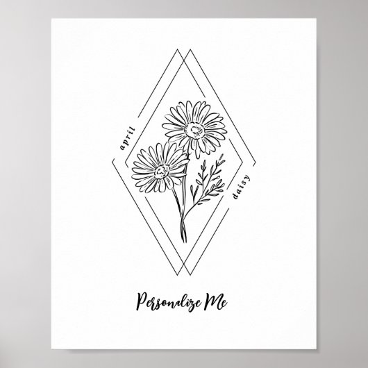 Individuelle Name April Daisy Birth Blume Poster (Vorne)
