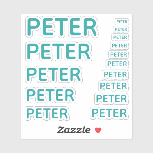 Individuelle Name Aquamarin 15 Größen Einfach Aufkleber (Blatt)