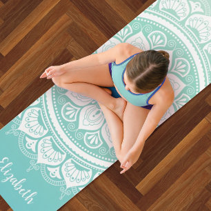 Individuelle Name Aquamarin Mandala Übung Yogamatte