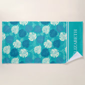 Individuelle Name aquamarin Navy und White Coasta Strandtuch (Vorderseite)
