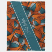 individuelle Name aquamarine Basketballmuster Fleecedecke (Vorderseite)