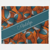 individuelle Name aquamarine Basketballmuster Fleecedecke (Vorderseite (Horizontal))